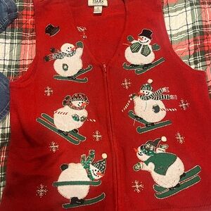 Tiara International Vtg Ugly Christmas vest XL